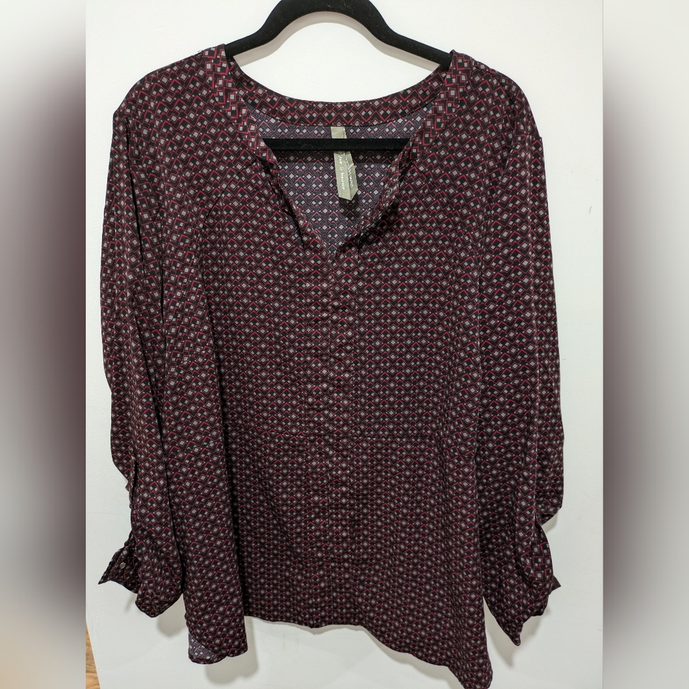 Women's Burgundy Patterned Blouse